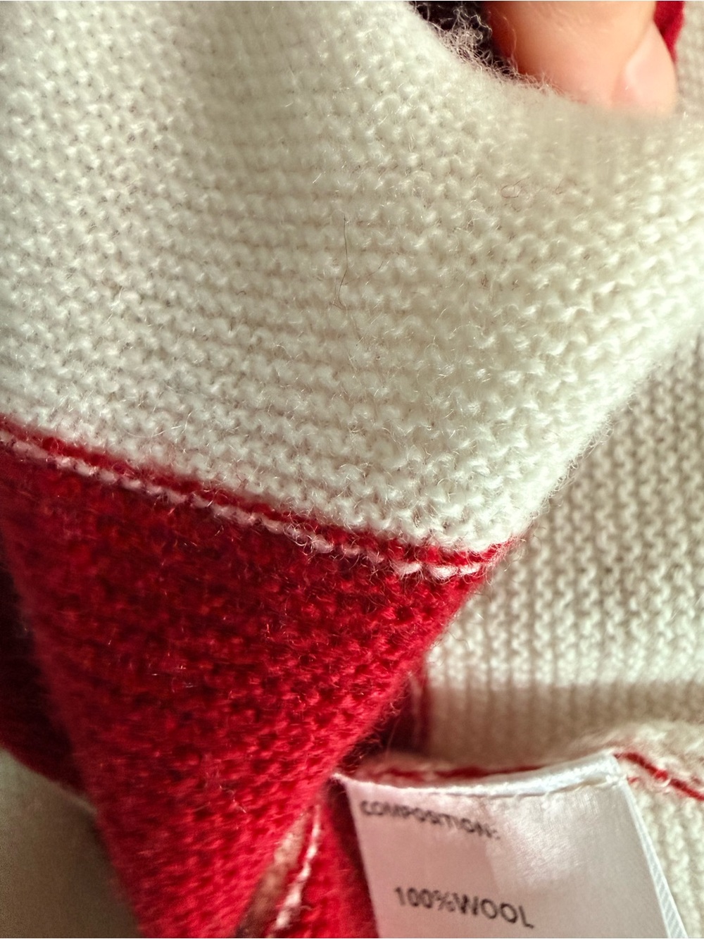NWT Como Boca & Red Striped V-Neck Collared Sweater - Large - Picture 4 of 4